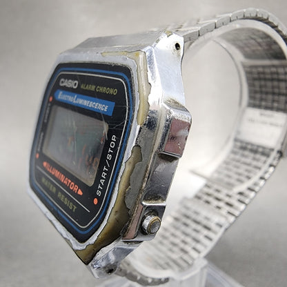 Casio A168 Watch Men 36mm Digital Silver Tone Octagon Alarm Chrono New Battery2
