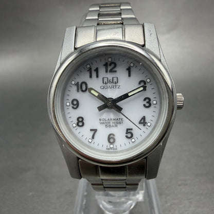 Citizen Q&Q Solarmate Watch Women 27mm White Dial Silver Tone Round EL31 Runs0