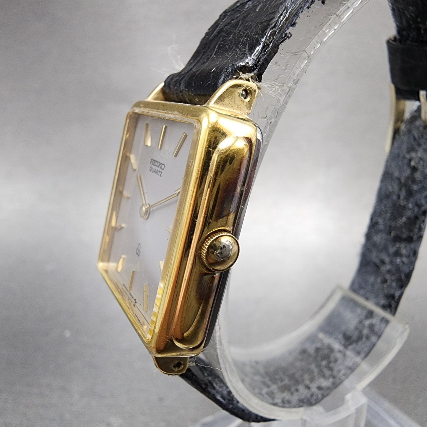 Seiko Watch Women 24mm Gray Dial Gold Tone Rectangle 433350 New Battery2
