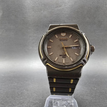 Seiko SQ Sports 150 Watch Men 36mm Gray Dial Two Tone Daydate 5H23-6219 PARTS HU6