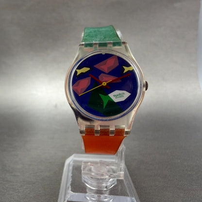 Swatch Aqua Dream Watch Women  25mm Blue Dial Clear Tone Round LK100 New Batt5