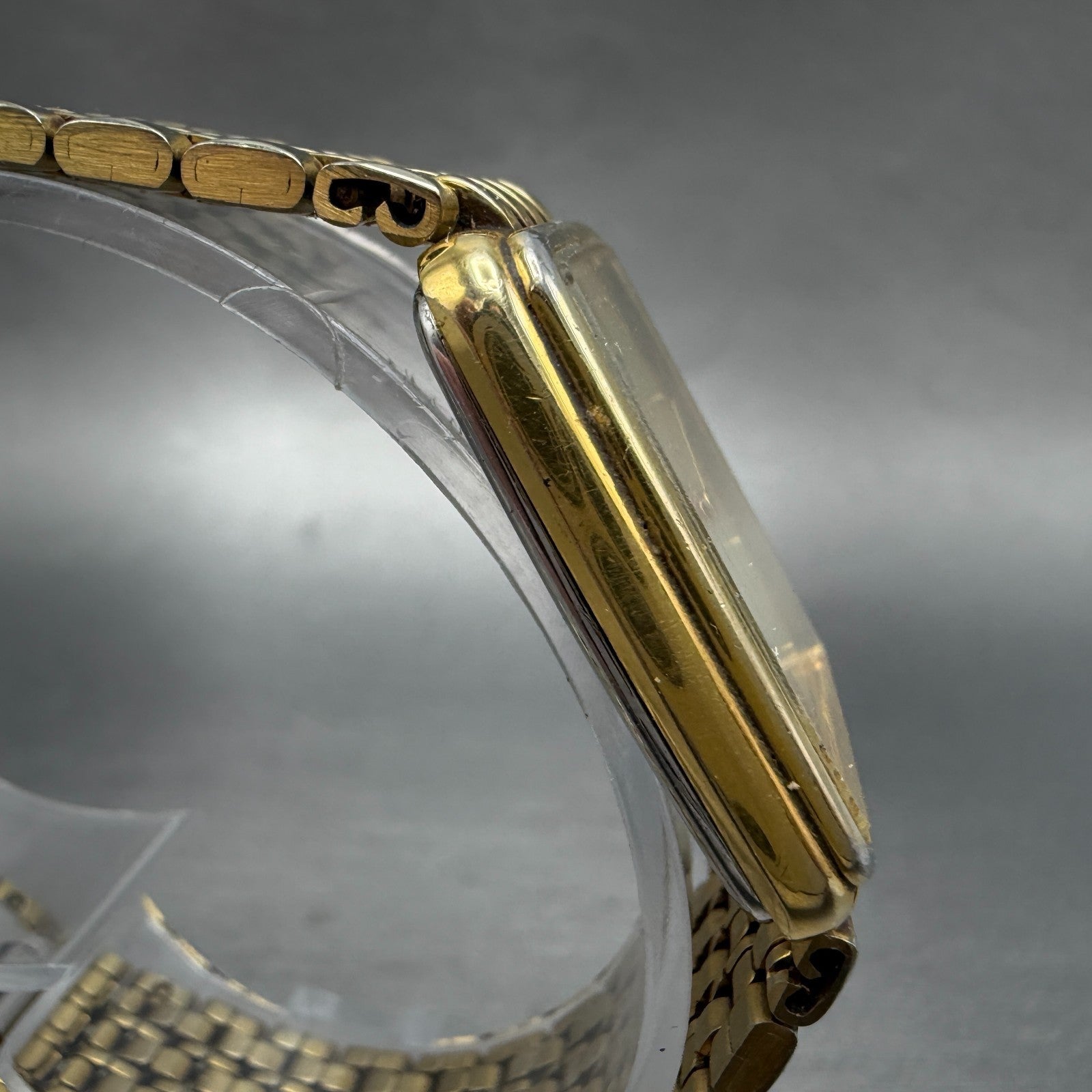Citizen CQ Tank Watch Men 25mm Champagne Dial Gold Tone 3620-364660 New Battery3