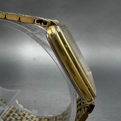 Citizen CQ Tank Watch Men 25mm Champagne Dial Gold Tone 3620-364660 New Battery3
