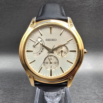 Seiko Le Grand Watch Men 40mm Champagne Dial Gold Daydate Round 5Y66-0AB0 NewBat0