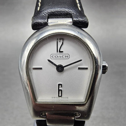 Coach Watch Women 22mm White Dial Silver Tone Asymmetrical 0218 New Battery0