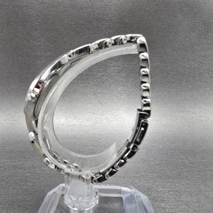 Seiko Solar Watch Women 23mm MOP Dial Silver Tone Round Crystal Bezel Runs6