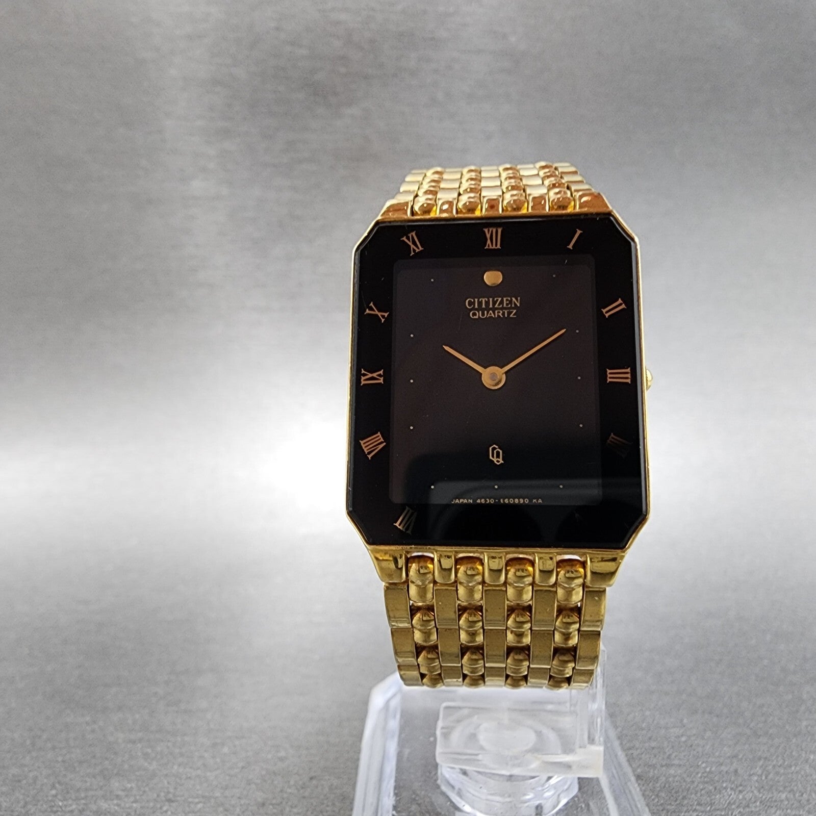 Citizen CQ Tank Watch Men 25mm Black Dial Gold Tone Octagon New Battery5