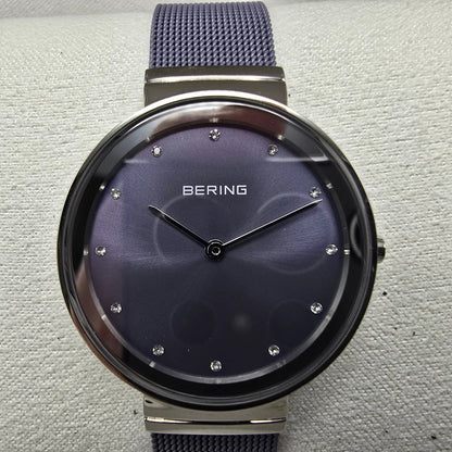 Bering Classic Watch Women 31mm Purple Dial Silver Purple Mesh Band Round Works1