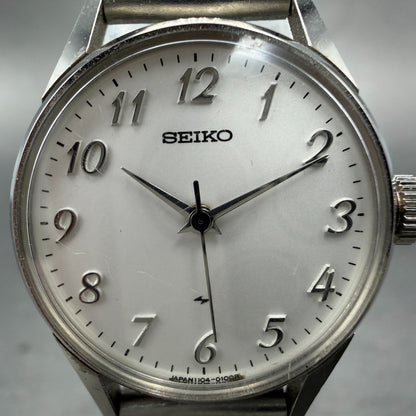 Seiko Watch Women 23mm White Dial Silver Tone Manual Wind 1104-0031 Runs MNy1