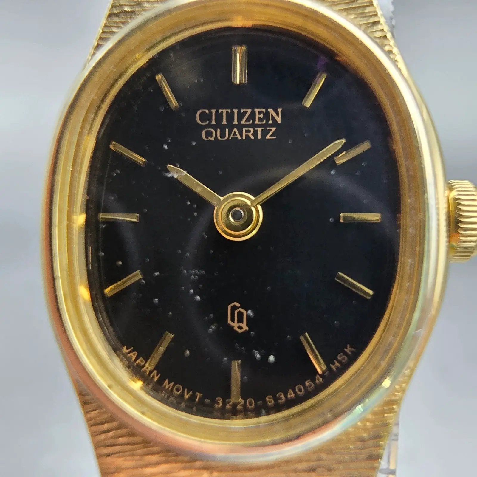 Citizen CQ Watch Women 17mm Black Dial Gold Tone Oval 3220-S16598 New Battery1