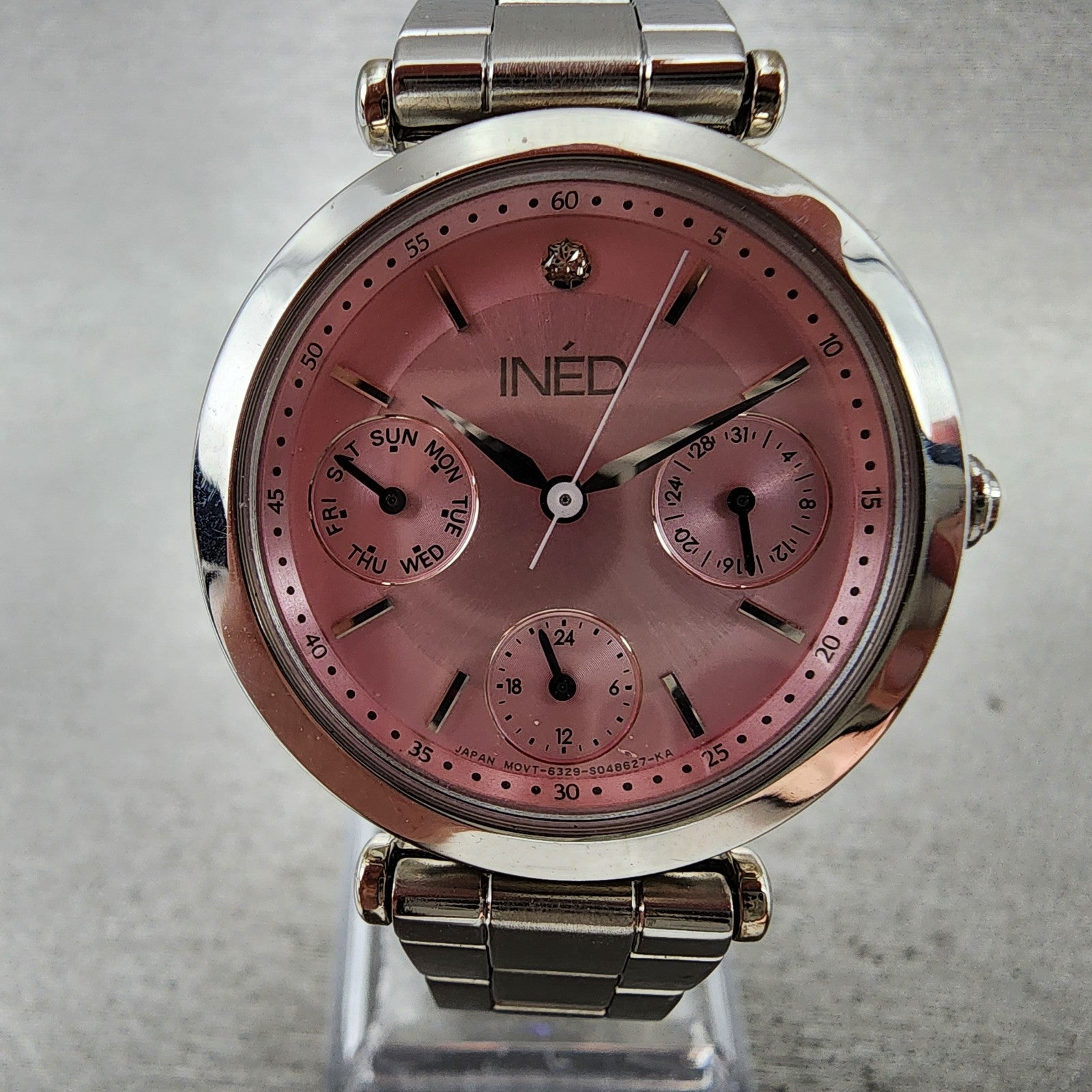 Citizen Ined Watch Women 30mm Pink Dial Silver Tone Round 6329-S028314 New Batt1