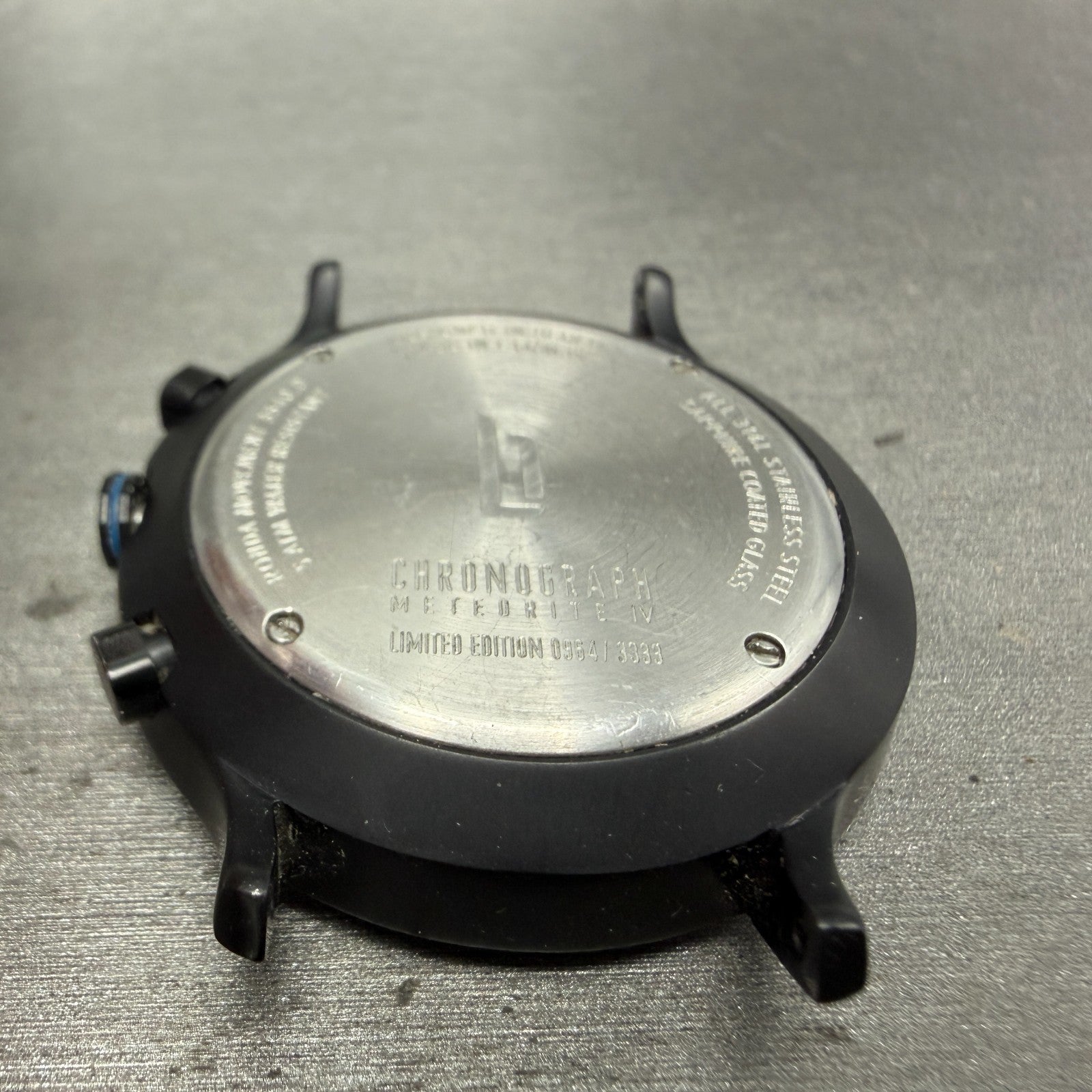 Lilienthal Berlin Chronograph Watch Men 42mm Black Dial Black Meteorite PARTS10