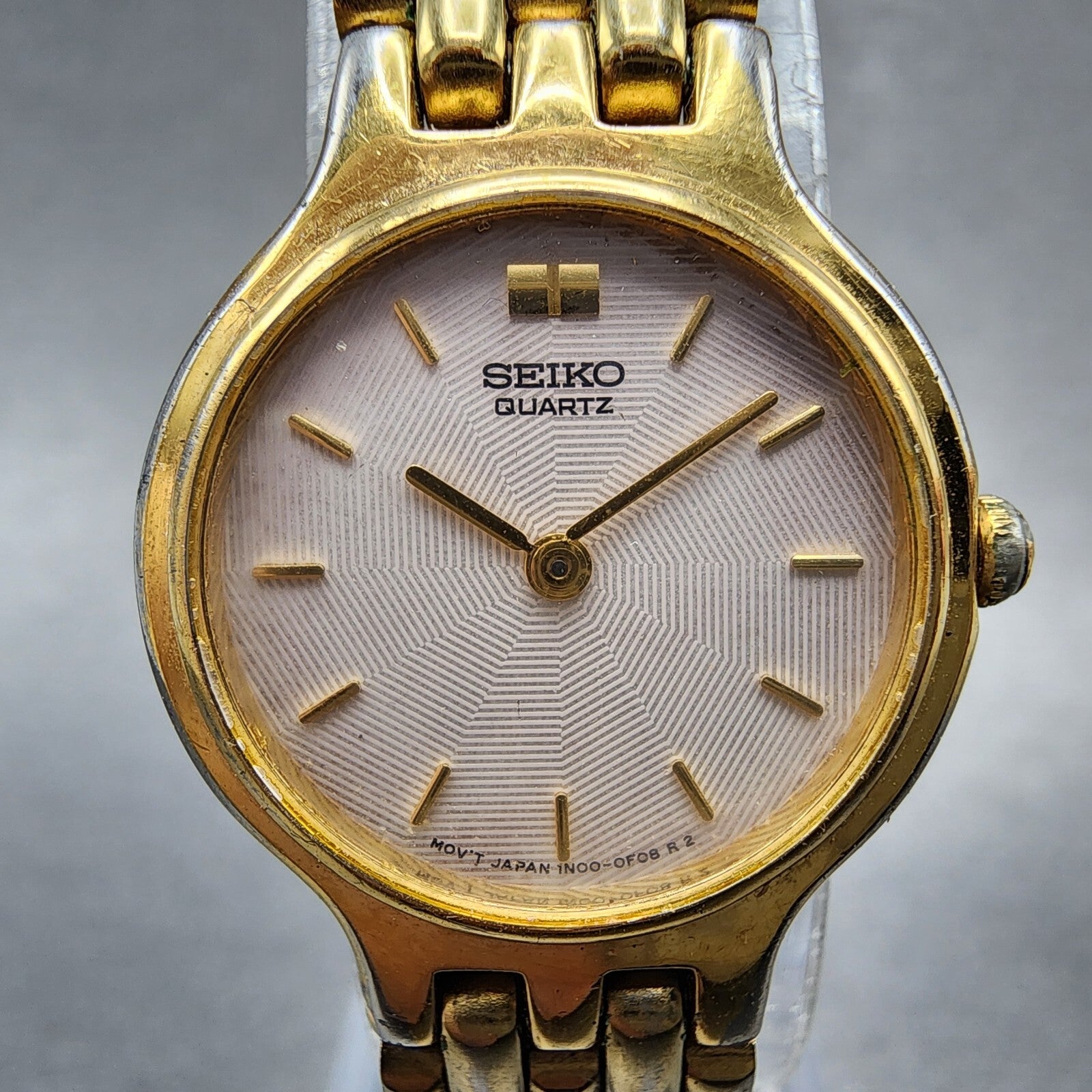 Seiko Watch Women 22mm White Dial Gold Tone Round 1n000a99 New Battery1