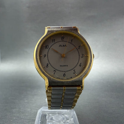 Seiko Alba Watch Unisex 31mm Gray Dial Two Tone Round V801-0190 New Battery6