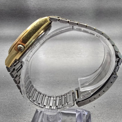 Seiko SQ Watch Men 34mm Gold Dial Gold Tone Daydate Round 8223-7160 New Battery6