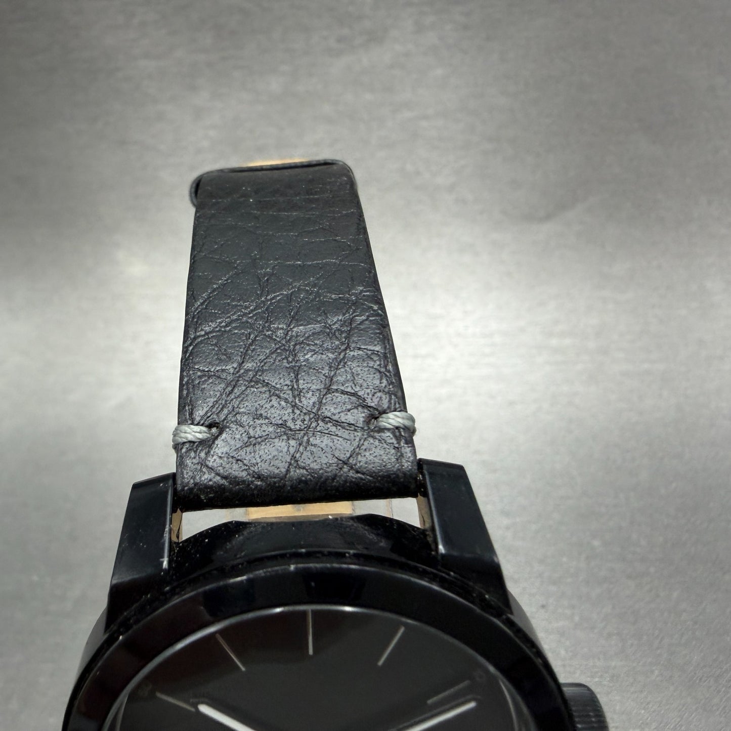 Tommy Hilfiger Watch Men 42mm Black Dial Black Tone Round Leather Band New Batt4