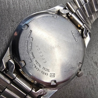 Seiko Watch Men 37mm Silver Dial Two Tone Daydate Round 7N43-9041 New Battery10