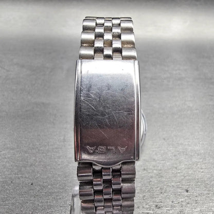 Seiko Alba Watch Men 34mm Luminous Dial Silver Tone Date V733-6C20 New Battery D7