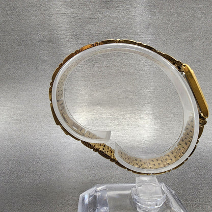 Seiko Tank Watch Women 13mm Champagne Dial Gold Tone 2e207021 New Battery8