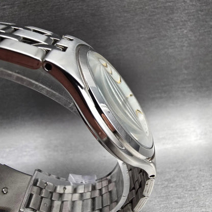 Seiko Watch Men 34mm White Dial Silver Round 7N01-0DM0 New Battery Bracelet JDM3
