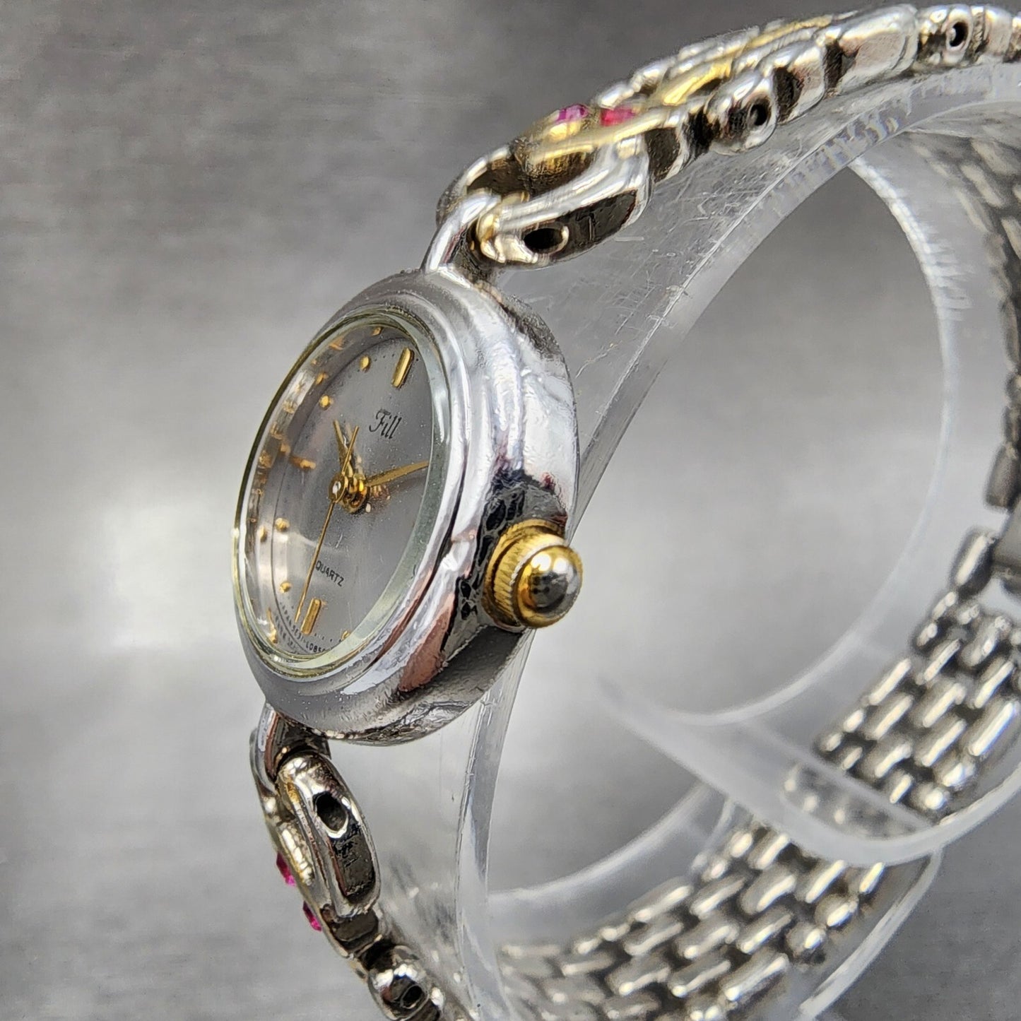 Citizen VEGA Watch Women 19mm Gray Dial Two Tone Round Crystal Accents New Batt