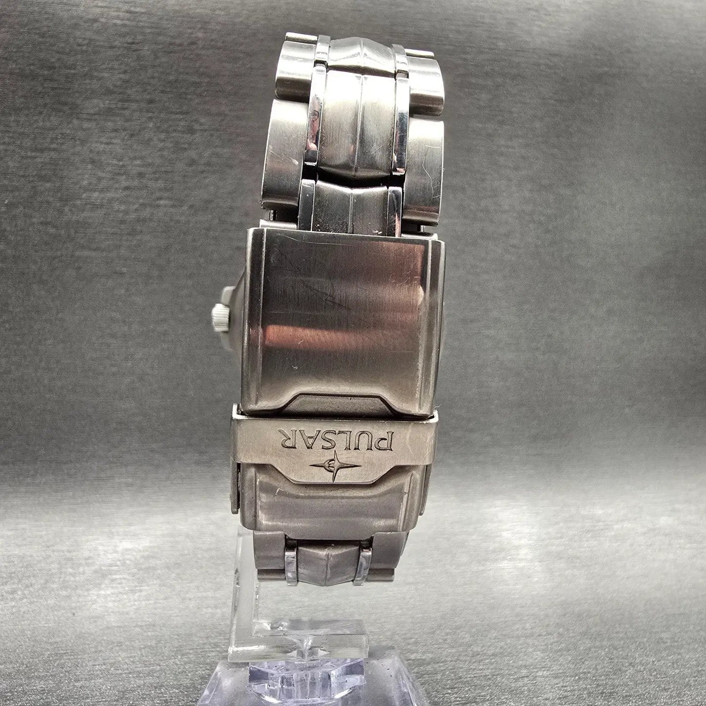 Seiko Pulsar Watch Men 38mm Black Dial Titanium Date Round V730-0350 New Battery7