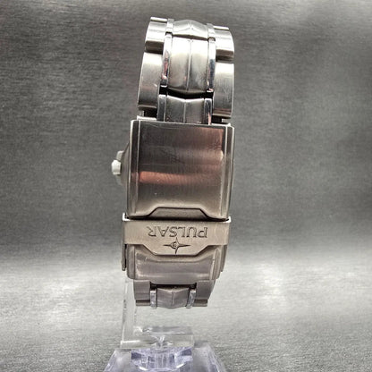 Seiko Pulsar Watch Men 38mm Black Dial Titanium Date Round V730-0350 New Battery7