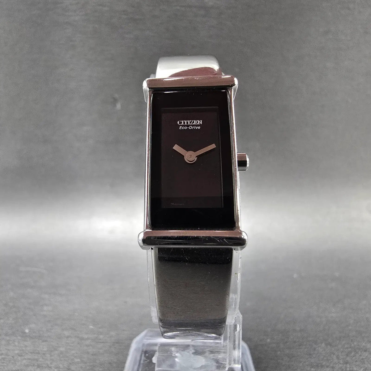 Citizen Eco-Drive Tank Watch Women 14mm Black Dial Silver G620-S033730 Runs JP235