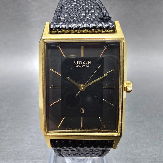 Citizen Tank Watch Men 25mm Black Dial Gold Tone 6081-K01043 CQ PARTS0