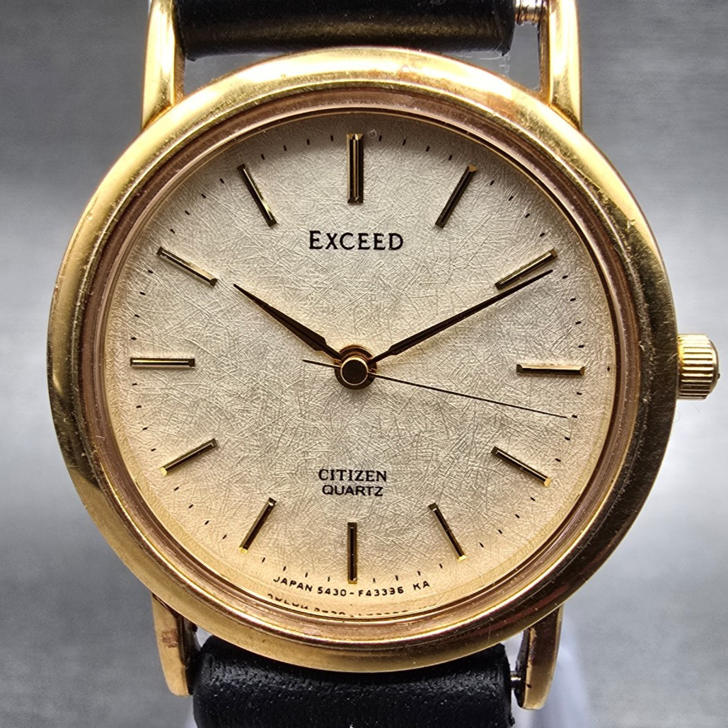 Citizen Exceed Watch Women 24mm Champagne Dial Gold Tone 5430 Round New Battery1