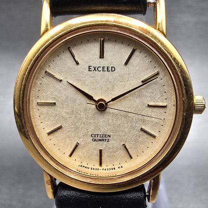 Citizen Exceed Watch Women 24mm Champagne Dial Gold Tone 5430 Round New Battery1