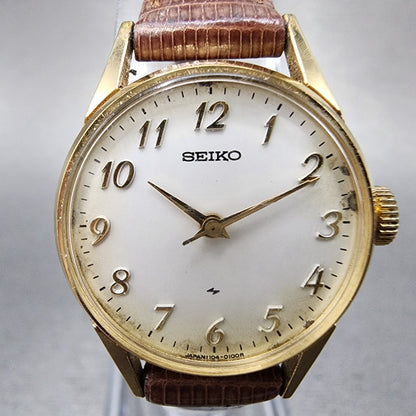 Seiko Watch Women 23mm White Dial Gold Plated Manual Wind 11040031 Runs1