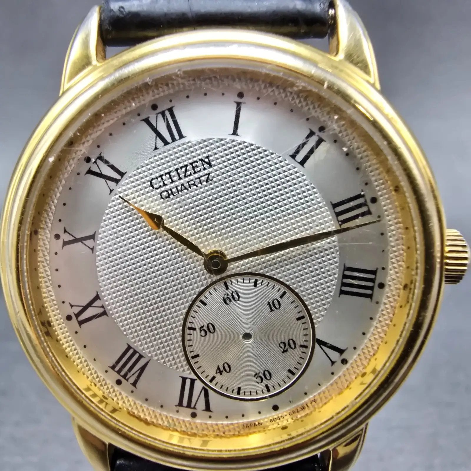 Citizen Watch Men 36mm Silver Dial Gold Tone Round READ!!!! 6045-G13648 New Batt1