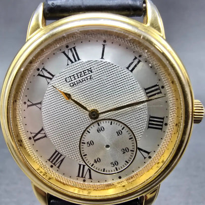 Citizen Watch Men 36mm Silver Dial Gold Tone Round READ!!!! 6045-G13648 New Batt1
