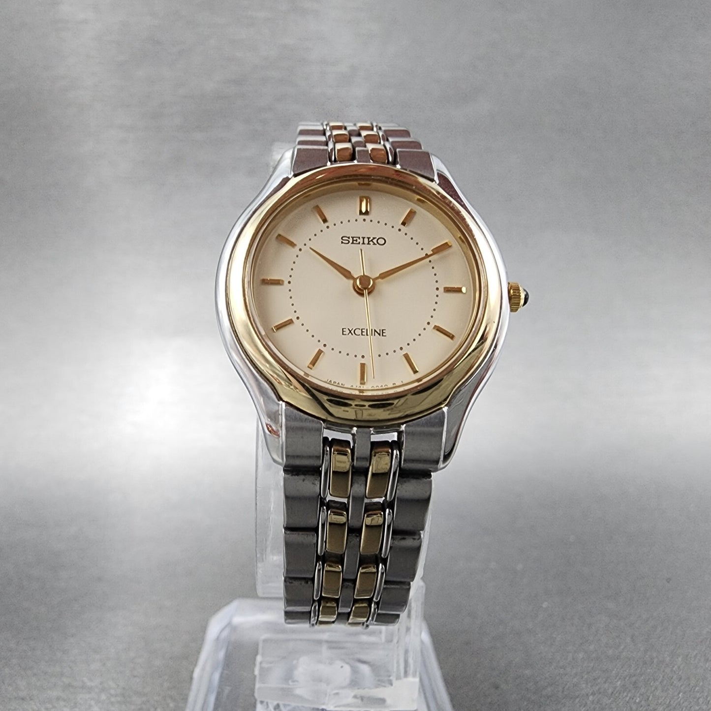 Seiko Exceline Watch Women 25mm Cream Dial Two Tone Round 4J41-0030 New Battery