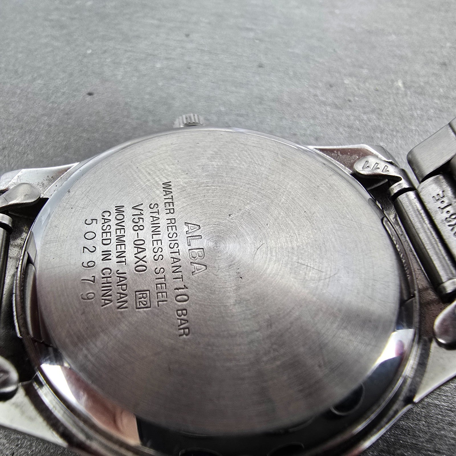 Seiko Alba Solar Watch Men 36mm Silver Dial Silver Tone Daydate V158-0AX0 Runs X9