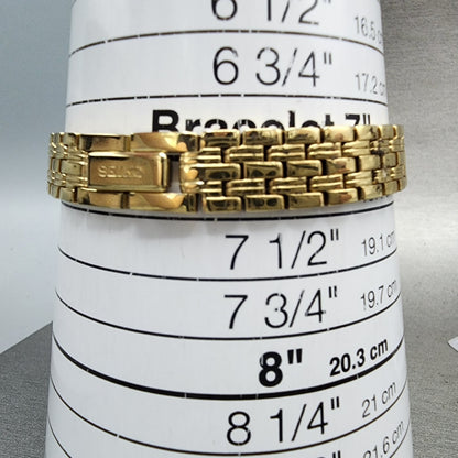 Seiko Tank Watch Women 16mm Champagne  Dial Gold Tone 1n010FH0 New Battery10