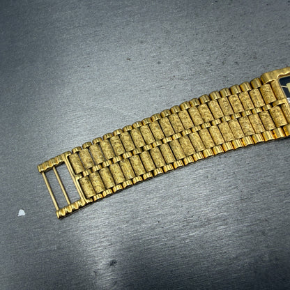 Bulova Tank Watch Men 25mm Black Dial Gold Tone READ!!!! Rectangle 92M51 New Bat6