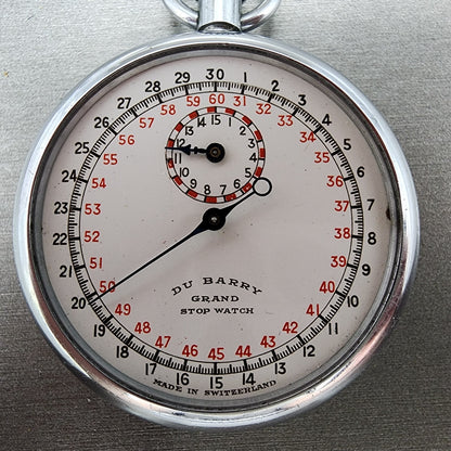 Du Barry Grand Stop Watch Sports Timer 49mm White Dial Silver Tone Manual PARTS