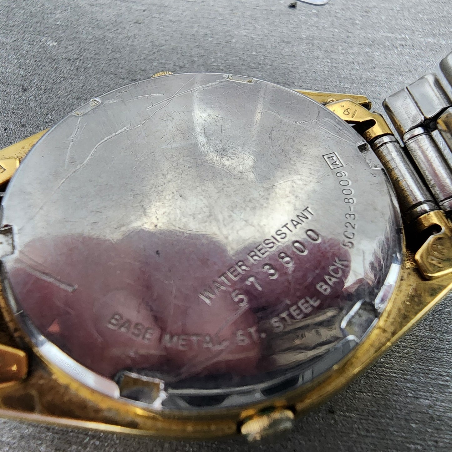Seiko Alarm Watch Men 34mm Gold Dial Gold Tone Daydate Round 5C23-8009 READ!!!!!
