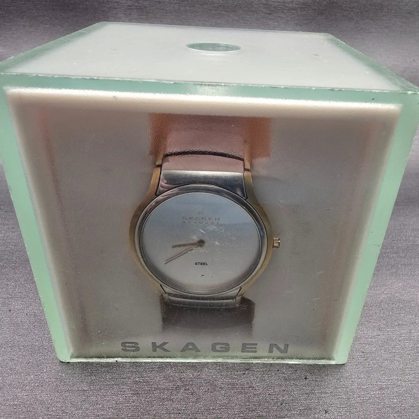 Skagen Denmark Watch Men 38mm Silver Dial Two Tone Round 256GLX New Battery2