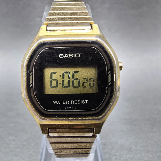 Casio L500 Watch Women 23mm Digital LCD Gold Tone Octagon Date Month New Battery0