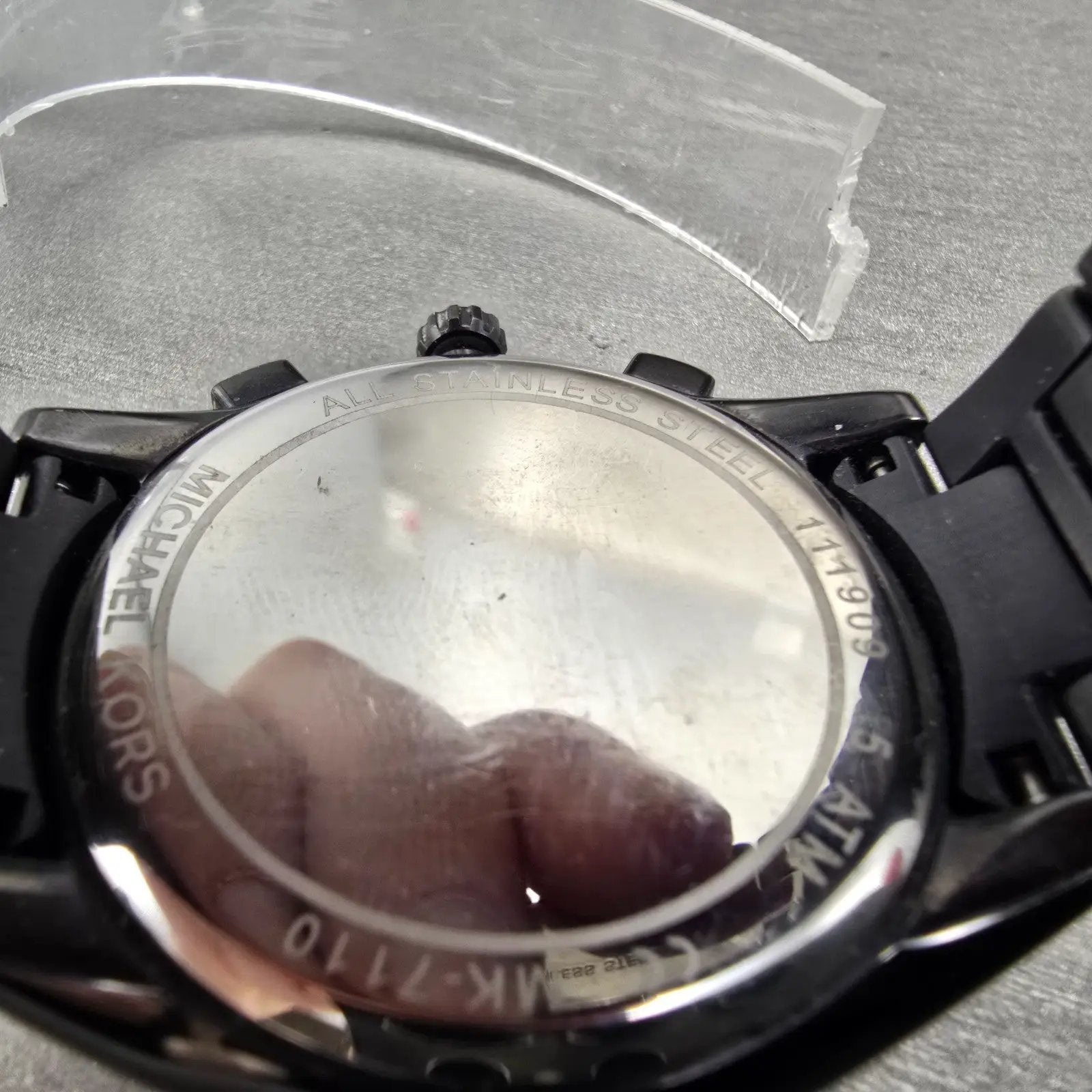 Michael Kors Chronograph Watch Women 42mm Black Dial Black Tone MK-7110 NewBatt10