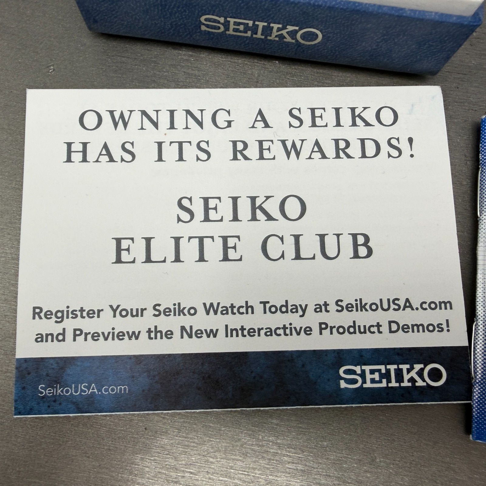 Seiko Presentation Watch Box Case Blue Cardboard W/Manuals Pillow P56