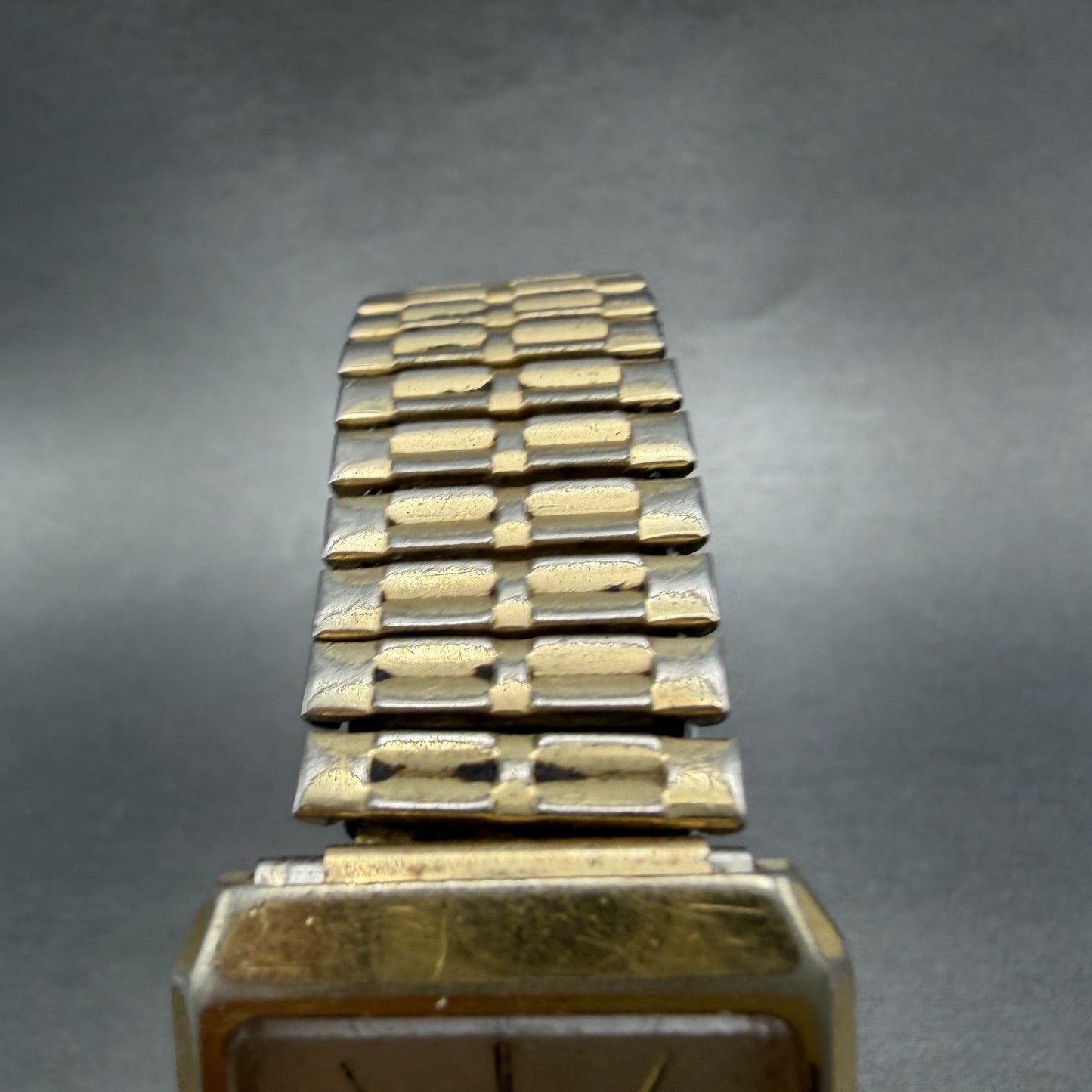 Seiko Tank Watch Men 28mm Champagne Dial Gold Tone Rectangle 7810-5029 PARTS5