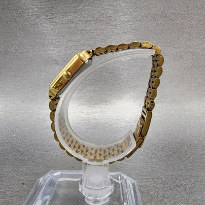 Seiko Tank Watch Women 18mm Champagne Dial Gold Tone Rectangle V4015129 New Bat6