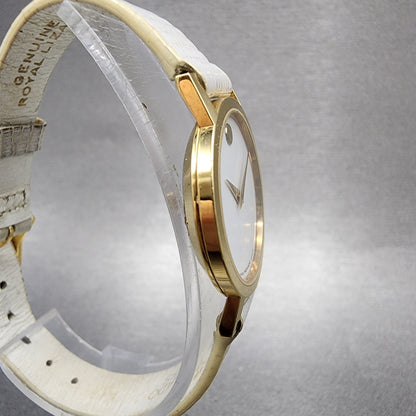 Movado Museum Watch Women 25mm White Dial Gold Tone Round 87A1832 New Battery3