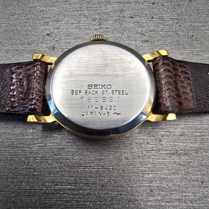Seiko Socie Watch Women 23mm Champagne Dial Gold Tone Oval 11-8420 Manual Wind10