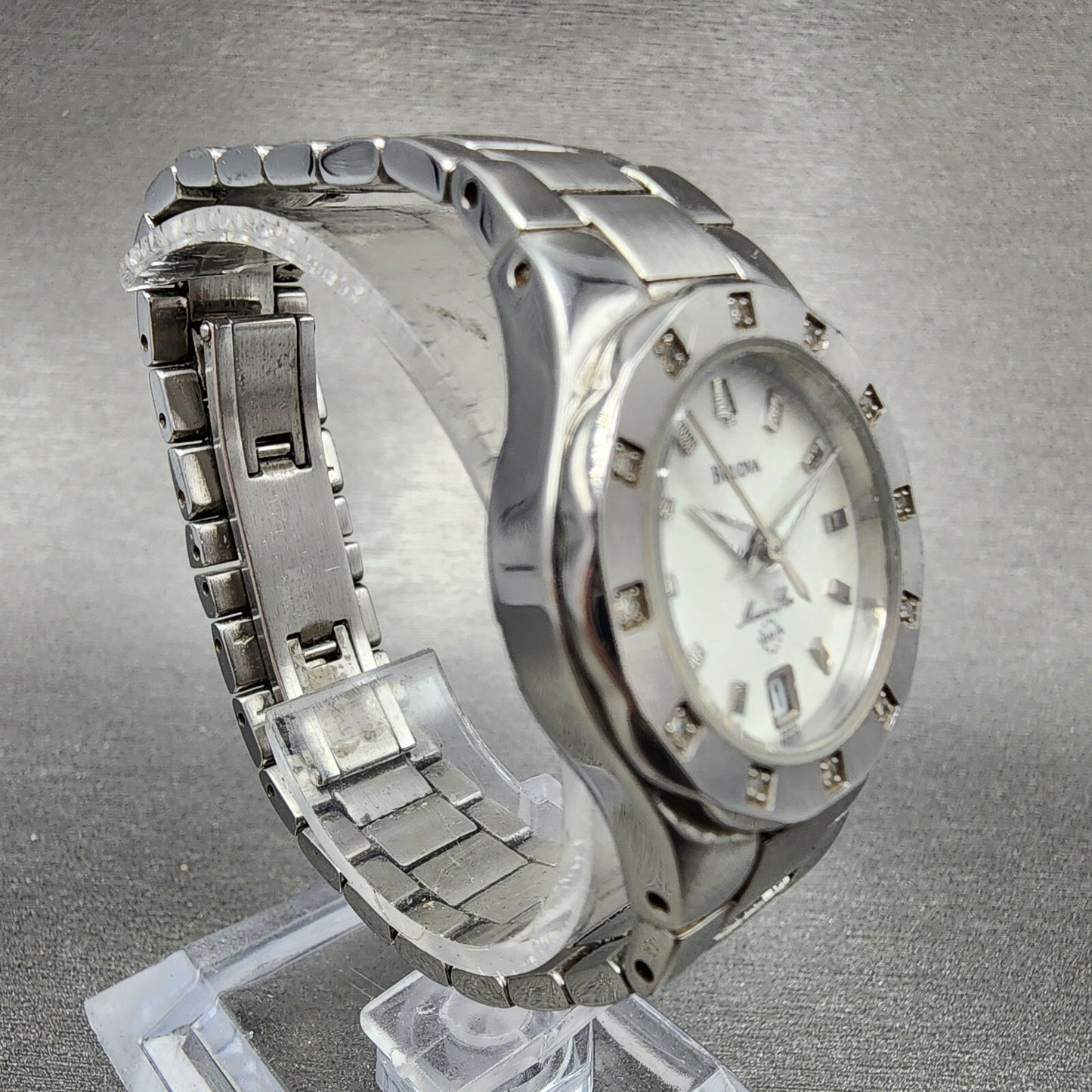 Bulova Marinestar Watch Women 25mm MOP Dial Stainless Steel Date Round New Batt3