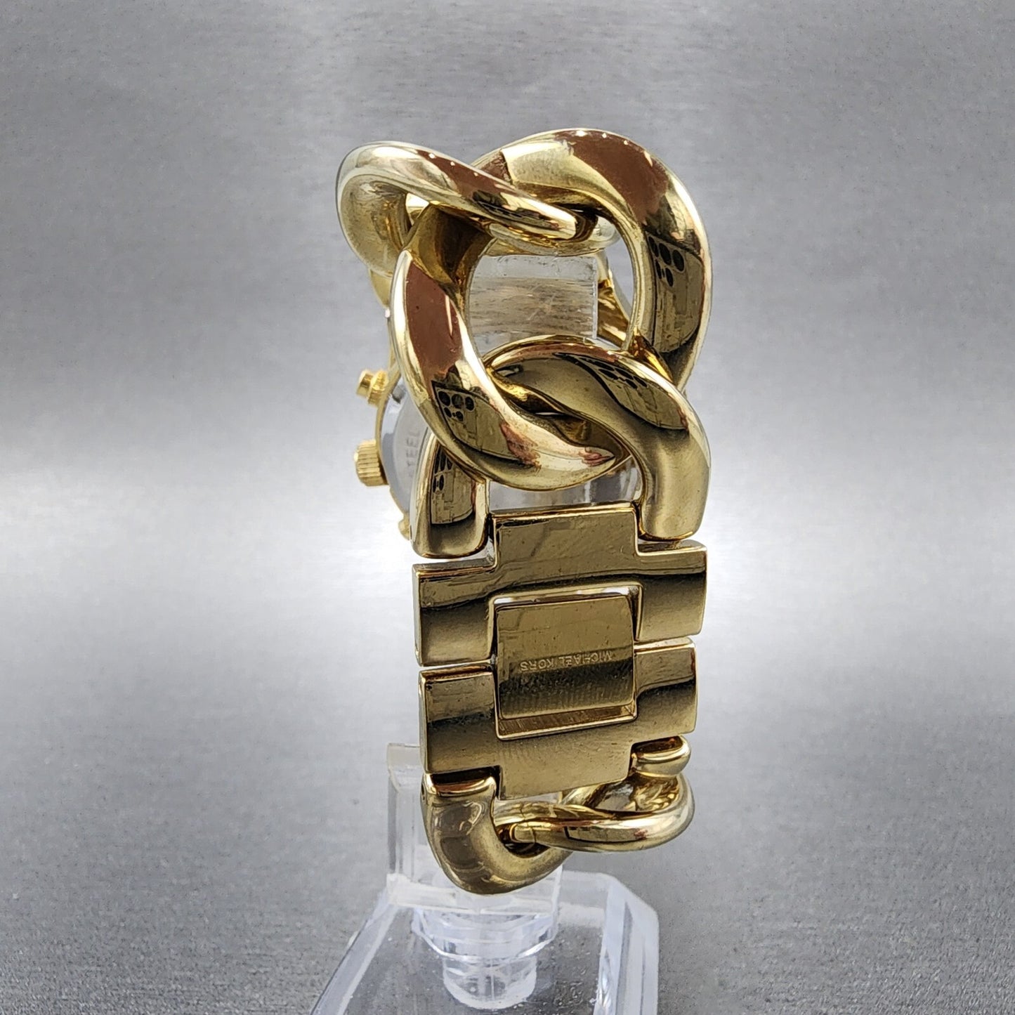 Michael Kors Runway Chronograph Watch Women 38mm Champagne Dial Gold New Batter7